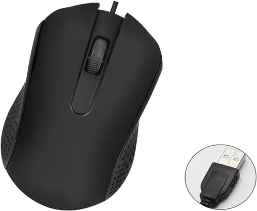 Vista 8 de Ratón de computadora USB con cable con diseño ergonómico, ratones de computadora USB para computadoras portátiles y PC, oficina y hogar (negro, rojo)