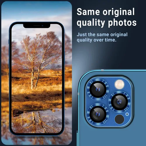 Vista 4 de Korecase Protector de lente de cámara para iPhone 12 Pro Max, película de vidrio templado de metal para cámara, protector de lente trasera