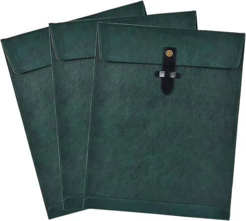 Vista 16 de Carpeta de Archivos de Cuero PU Negro, Organizador de Archivos con Cierre de Presión, Carpeta de Documentos Importantes, Organizador de Documentos