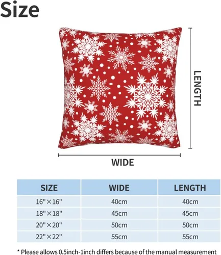 Vista 2 de Fiokroo Juego de 2 fundas de almohada de copos de nieve de Navidad, fundas de almohada cuadradas para sofá, dormitorio, sala de estar, automóvil, 18