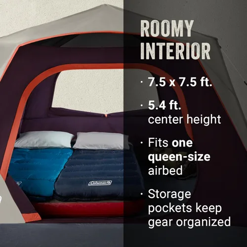 Vista 2 de Coleman Skylodge Instant Tent with Rainfly, Family Tent Sets Up in a Minute, Includes Pre-Attached Poles & Carry Bag, Made of PFAS-Free