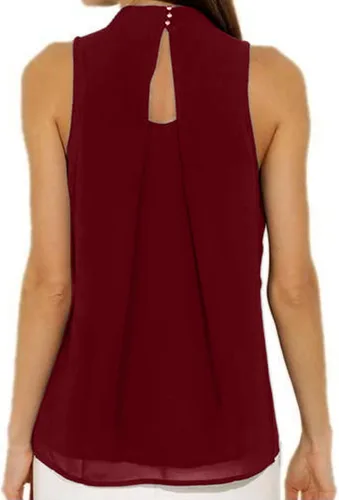 Vista 2 de Blusa de verano para mujer, sin mangas, plisada, informal, para trabajo