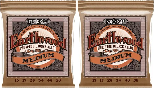 Vista 9 de Ernie Ball Earthwood P03543 - Cuerdas para guitarra acústica personalizadas de bronce fosforoso medio, paquete de 3, calibre 12.5-56