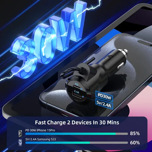 Vista 5 de Adaptador Bluetooth para automóvil 3 en 1, transmisor FM de radio para automóvil, transmisor Bluetooth con soporte para teléfono, carga rápida