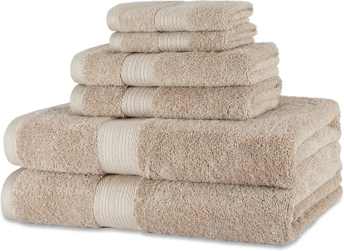Vista 20 de Amazon Basics Juego de 6 toallas de gran tamaño resistentes a la decoloración, 100% algodón, altamente absorbentes, suaves, color verde azulado, 2