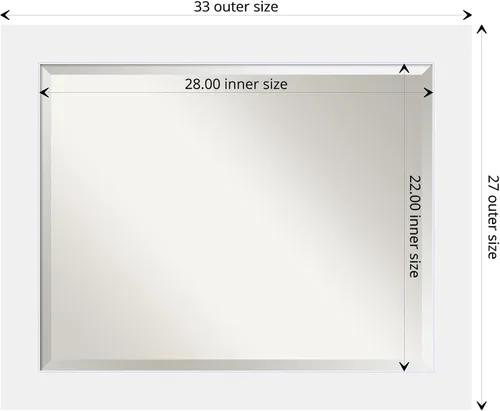 Vista 4 de Amanti Art Espejo de baño de madera, espejo de pared blanco Corvino para usar como espejo de tocador de baño sobre el fregadero (27 x 33 pulgadas)