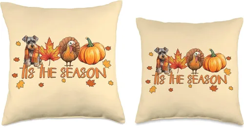 Vista 3 de Cute Dog Thanksgiving Fall Gifts for Her Tis The Season - Cojín miniatura de Schnauzer para otoño, Acción de Gracias, 16 x 16 pulgadas, multicolor