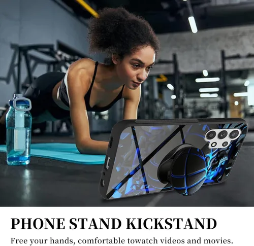 Vista 2 de Funda para Samsung Galaxy A32 5G agarre de teléfono con soporte extensible soporte soporte soporte, TPU suave parachoques a prueba de golpes