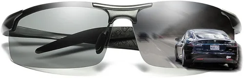 Vista 3 de minclLentes fotocromáticas polarizadas anteojos de sol Marco de conducción Ciclismo Semi photosensitive anteojos para Hombres