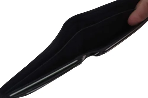 Vista 5 de Swiss Marshall Cartera delgada de piel auténtica con bloqueo RFID para hombre