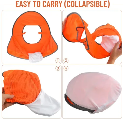Vista 5 de WMYCONGCONG Protector solar de ala completa, visera de malla para el cuello, con tira reflectante para construcción al aire libre, accesorios