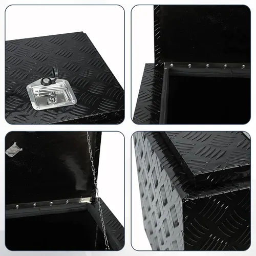 Vista 3 de confote Caja de herramientas chapada en aluminio resistente de 18 x 17 x 18 pulgadas, caja de herramientas para debajo de la carrocería, caja