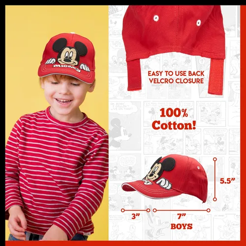 Vista 4 de Disney Mickey Mouse Peak-A-Boo Baseball Cap Age 4-7 -100 Cotton