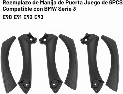 Vista 6 de Jaronx Compatible con BMW Serie 3 Manija de puerta E90/E91/E92/E93 2004-2011, juego de 6 piezas de repuesto de manija de puerta interior izquierda
