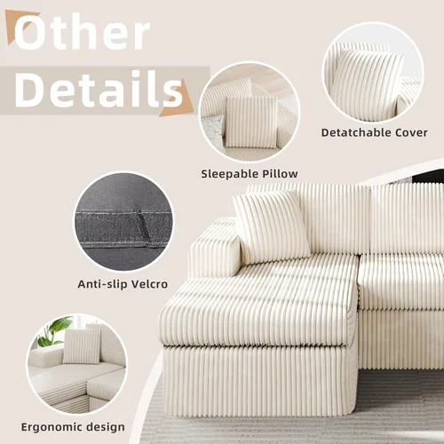 Vista 6 de Sofá modular modular de 105 pulgadas para sala de estar, sofá modular en forma de L con asiento profundo, sofá de espuma de nube con diván de gran