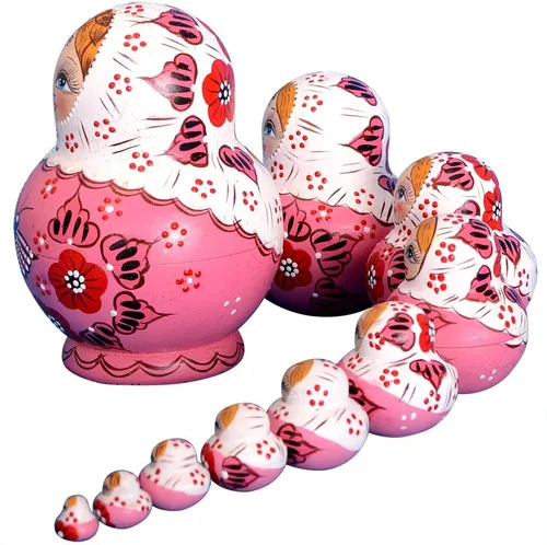 Vista 5 de Muñecas rusas de anidación para niños, muñeca Matryoshka 10 piezas hechas a mano