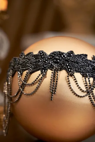 Vista 3 de BABEYOND Diadema de los años 20 con diseño de flapper para mujer, accesorio vintage para el cabello Negro