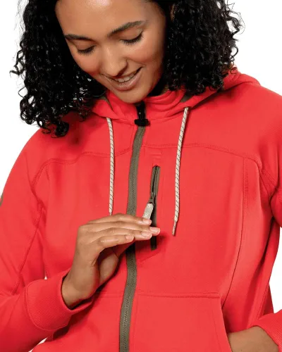 Vista 4 de RTIC Sudadera impermeable con cremallera para mujer, de manga larga, con cremallera, resistente al agua, ropa para exteriores