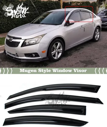 Vista 2 de Se adapta a Chevy Cruze 2009-2016 3D ondulado estilo Mugen visor de ventana deflector de protección de lluvia