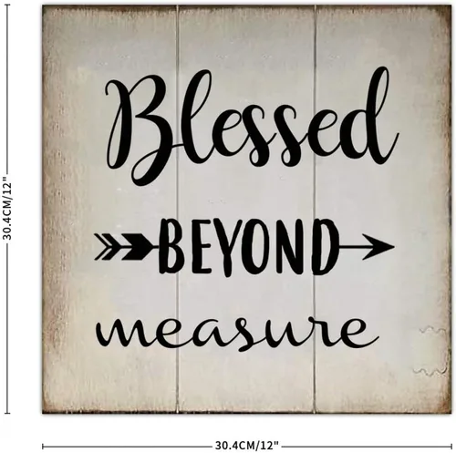 Vista 2 de Placa de pared rústica de madera Blessed Beyond Measure para decoración de pared, decoración de pared, estilo rústico, para oficina, dormitorio