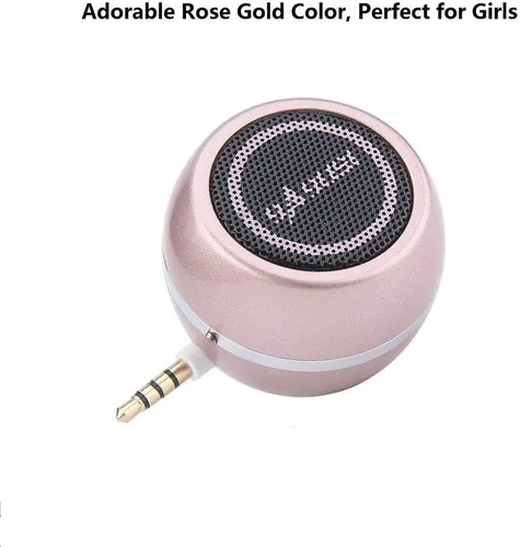 Vista 2 de Mini altavoz portátil con conector de entrada auxiliar de 0.138 in, altavoz de línea de teléfono móvil de 3 W para iPhone, iPad, iPod, tableta, Oro