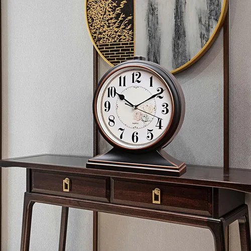 Vista 3 de Reloj de escritorio para decoración de mesa de repisa, silencioso funciona con pilas para chimenea de 12 pulgadas