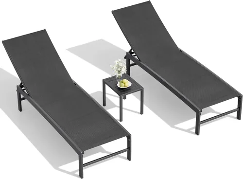 Vista 20 de Chaise Lounge Outdoor Pool Lounge Juego de 2 sillas de bronceado (beige)