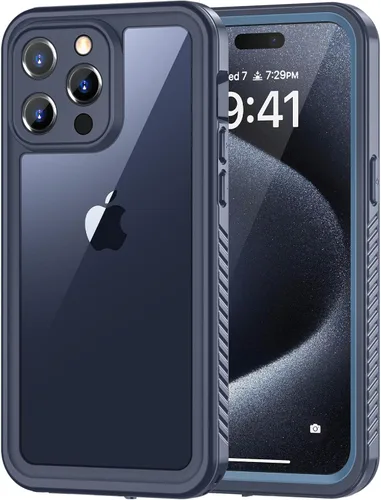Vista 31 de Lanhiem Funda para iPhone 14, impermeable IP68 a prueba de polvo con protector de pantalla integrado, resistente a prueba de golpes de cuerpo Negro