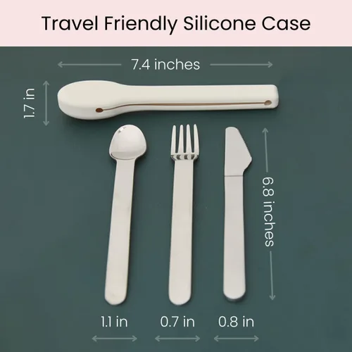 Vista 6 de Uba Juego de cubiertos de control de porciones y utensilios de dieta bariátrica con estuche de silicona (1)