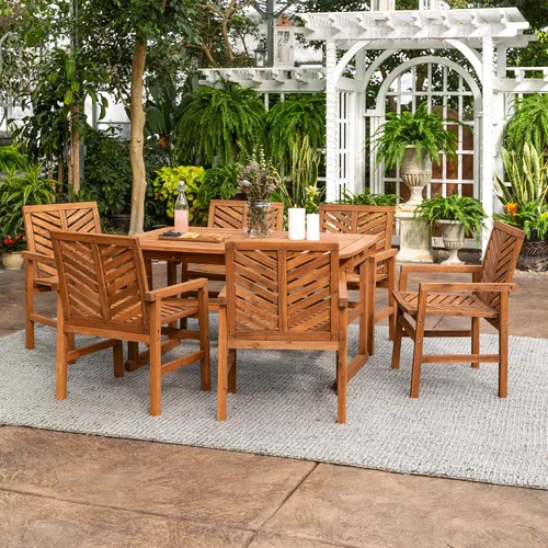 Vista 3 de Walker Edison Furniture Company - Mesa auxiliar rectangular para terraza al aire libre, madera de Chevron para todo tipo de clima, para Marrón