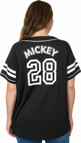 Vista 2 de Disney Mickey Mouse Stitch Jack Skellington - Camiseta para mujer, con botones frontales, talla grande