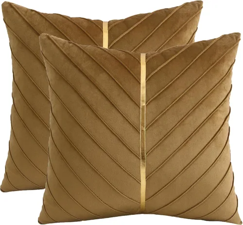 Vista 38 de Fundas de Almohada Decorativas de Terciopelo Verde Aguamarina de 16 x 16 pulgadas, Paquete de 2 con Cuero Dorado Decorativo de Navidad, Fundas