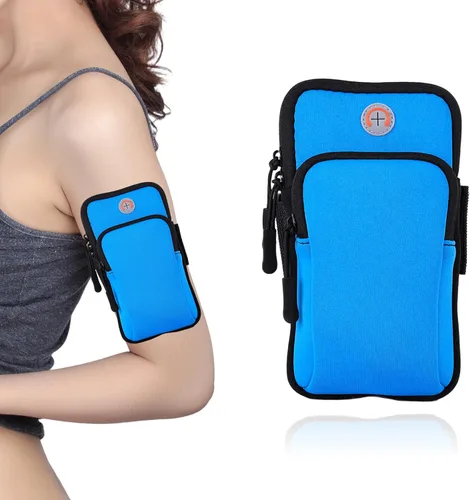 Vista 12 de Brazalete para correr, correa deportiva ajustable para correr, brazalete de entrenamiento para iPhone, bolsa de celular para ejercicio para hombres