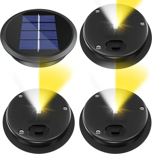 Vista 10 de Paquete de 4 piezas de repuesto de luz solar, parte superior de repuesto de luz solar impermeable con bombillas LED para linternas solares