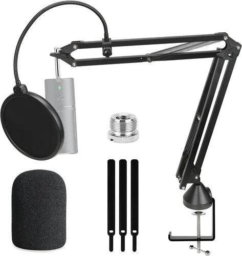 Vista 10 de Para Razer Seiren X Boom Arm, soporte de micrófono resistente con cubierta de espuma y adaptador, brazo de micrófono compatible con Blue Yeti