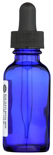 Vista 4 de Whole Foods Market, Botella de vidrio azul con tapa cuentagota, 1 onza líquida