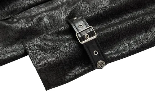 Vista 8 de Vnyeelfy Chaqueta de cuero de terciopelo para mujer, estilo gótico, steampunk, gabardina larga