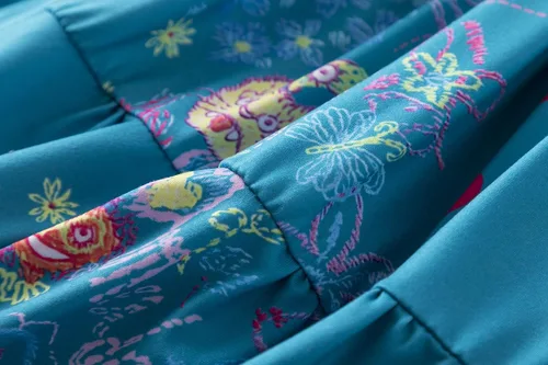 Vista 6 de Ruikajia Encanto Mirabel Vestido Isabela Luisa Disfraz de Madrigals Azul Patchwork 3T