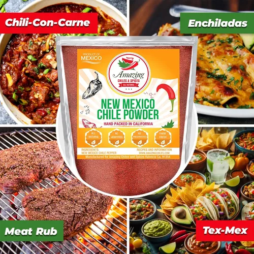 Vista 2 de Chili en polvo de Nuevo México (4 onzas), natural y de alta calidad. Ideal para guisos, sopas, masajes de carne, salsa, enchiladas y más. Calor
