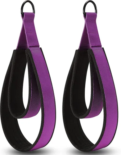 Vista 11 de TOBWOLF 2PCS Pilates Straps for Reformer, Double Loop D Ring Foot Hand
