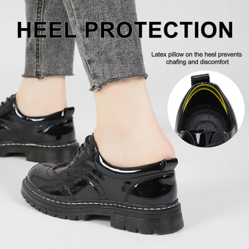 Vista 4 de Zapatos Oxford para mujer, cómodos zapatos de vestir antideslizantes de charol con cordones