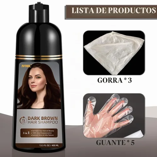 Vista 4 de Ivnil Champú de tinte de cabello castaño oscuro para cobertura de cabello