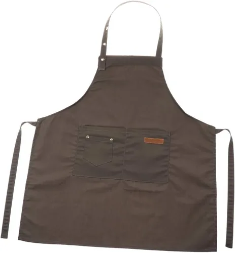 Vista 5 de misppro Delantal con pechera ajustable para cocinero de cocina unisex con parte delantera, Gris