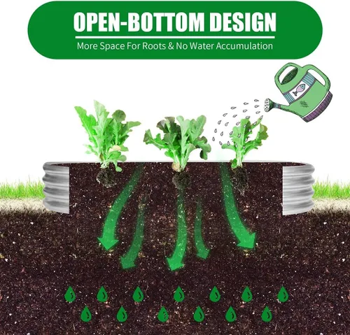 Vista 6 de Jardinera elevada de metal para jardín de 6 x 2 pies para plantas vegetales y hierbas (2 unidades)