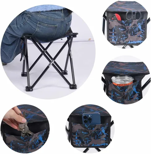 Vista 6 de VOLIXOD Taburete plegable portátil de camping para adultos, taburete plegable ligero para reposapiés al aire libre, pesca, senderismo, jardinería