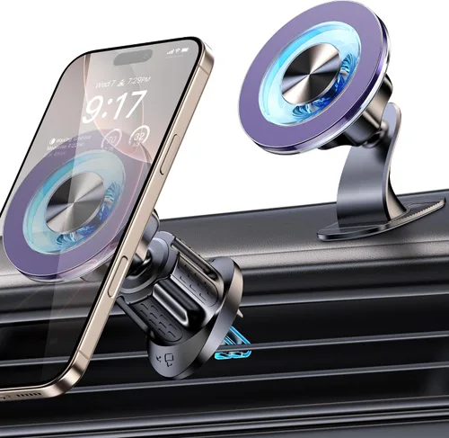 Vista 9 de Soporte Magnético para Teléfono MagSafe para Automóvil [2025 Mejorado 22X Imanes y Ganchos Dobles] Soportes para Teléfono para tu Automóvil Soporte
