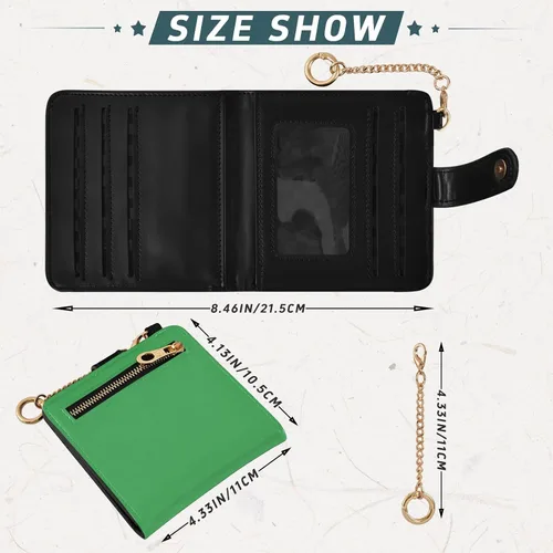 Vista 3 de Irish Green Slim Wallet for Women RFID Blocking Bifold Card Holder with Zipper Coin Pocket, ID Window