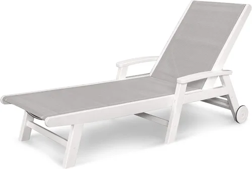 Vista 14 de POLYWOOD® Tumbona costera, negro/honda de arpillera Negro / eslinga de arpillera