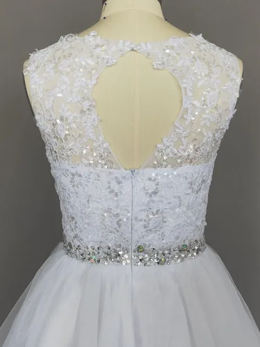 Vista 3 de Vestido corto de tul acampanado para fiesta de graduación, para mujer