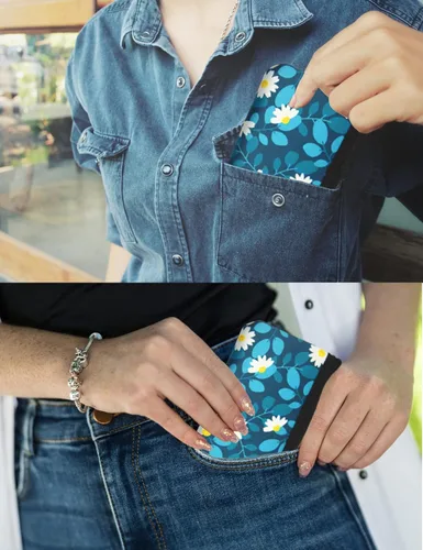Vista 4 de CalorMixs Estuche de identificación para mujer, con cremallera, tarjetero, bolsillo, llavero, monedero, estampado de vaca, girasoles, Flor